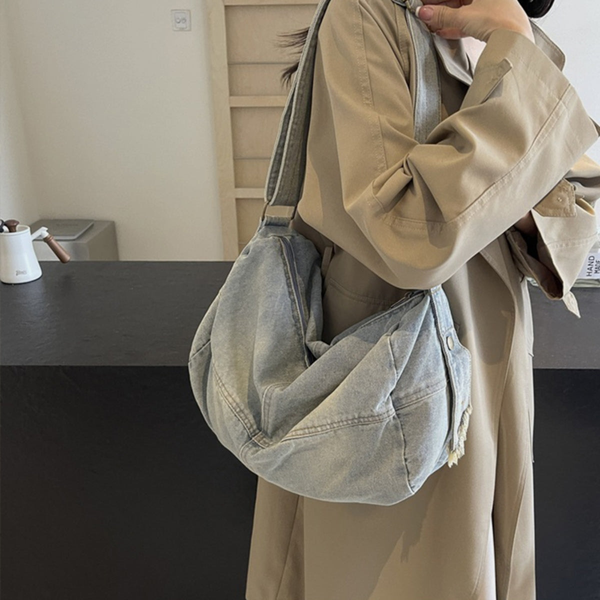 Adjustable Strap Denim Tote Bag - Sydney So Sweet