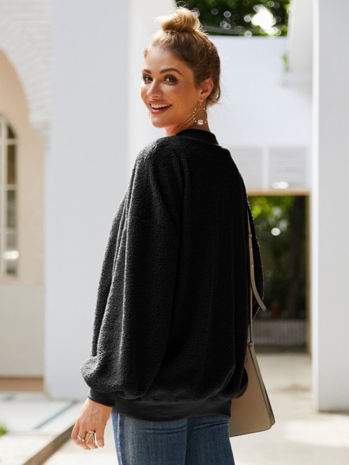 Mock Neck Dropped Shoulder Sweatshirt - Sydney So Sweet