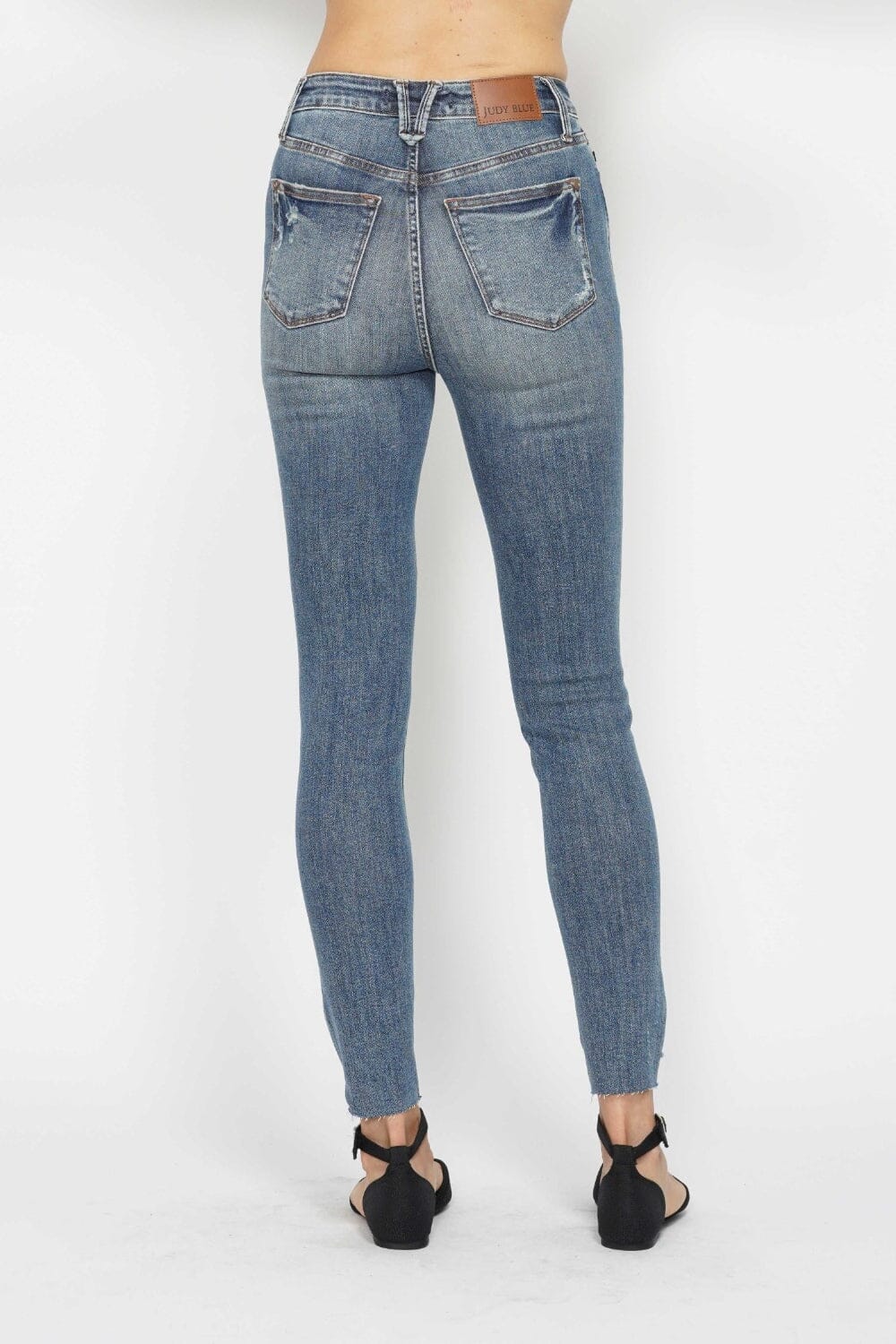Judy Blue Full Size Tummy Control Vintage Wash Hem Destroy Skinny Jeans - Sydney So Sweet