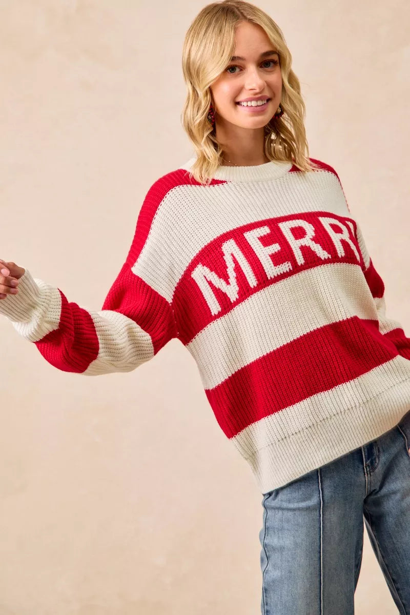 BiBi Christmas Merry Lettering Sweater - Sydney So Sweet