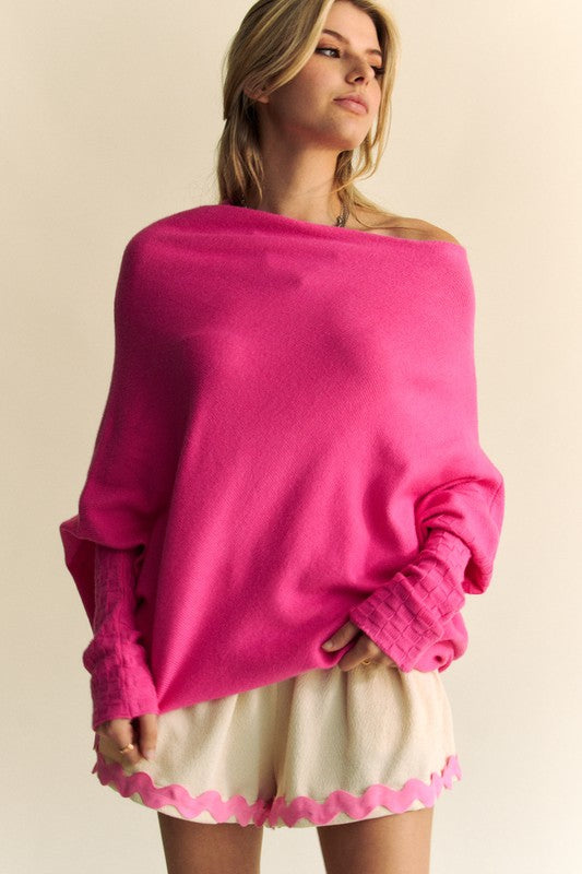 Davi &amp; Dani Solid Color Batwing Sleeve Sweater - Sydney So Sweet