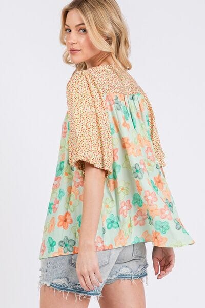 SAGE+FIG Button Down Bubble Sleeves Shirt - Sydney So Sweet