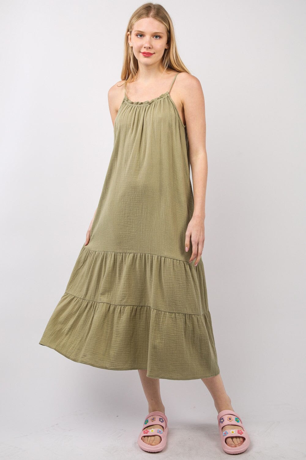 VERY J Ruffled A-Line Midi Cami Dress - Sydney So Sweet