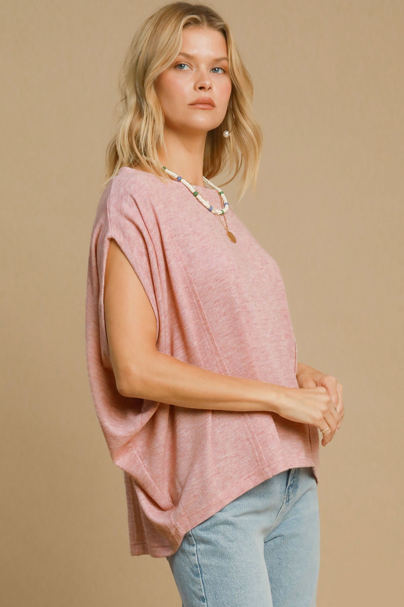 Umgee Exposed Seam Round Neck Batwing Sleeve Knit Top - Sydney So Sweet