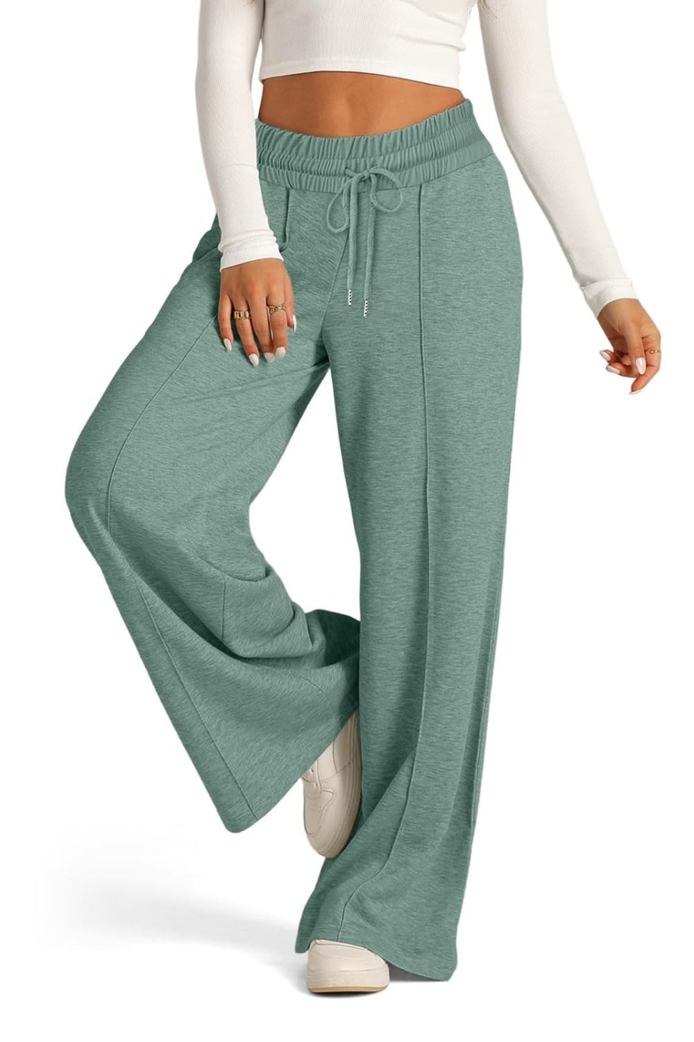 Drawstring Elastic Waist Wide Leg Pants - Sydney So Sweet