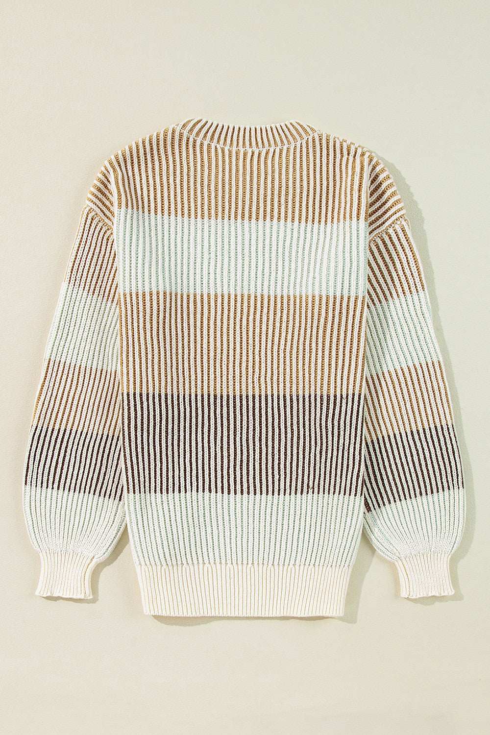 Striped Color Block Round Neck Long Sleeve Sweater - Sydney So Sweet