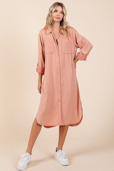 Mittoshop Button Down Long Sleeve Shirt Dress - Sydney So Sweet