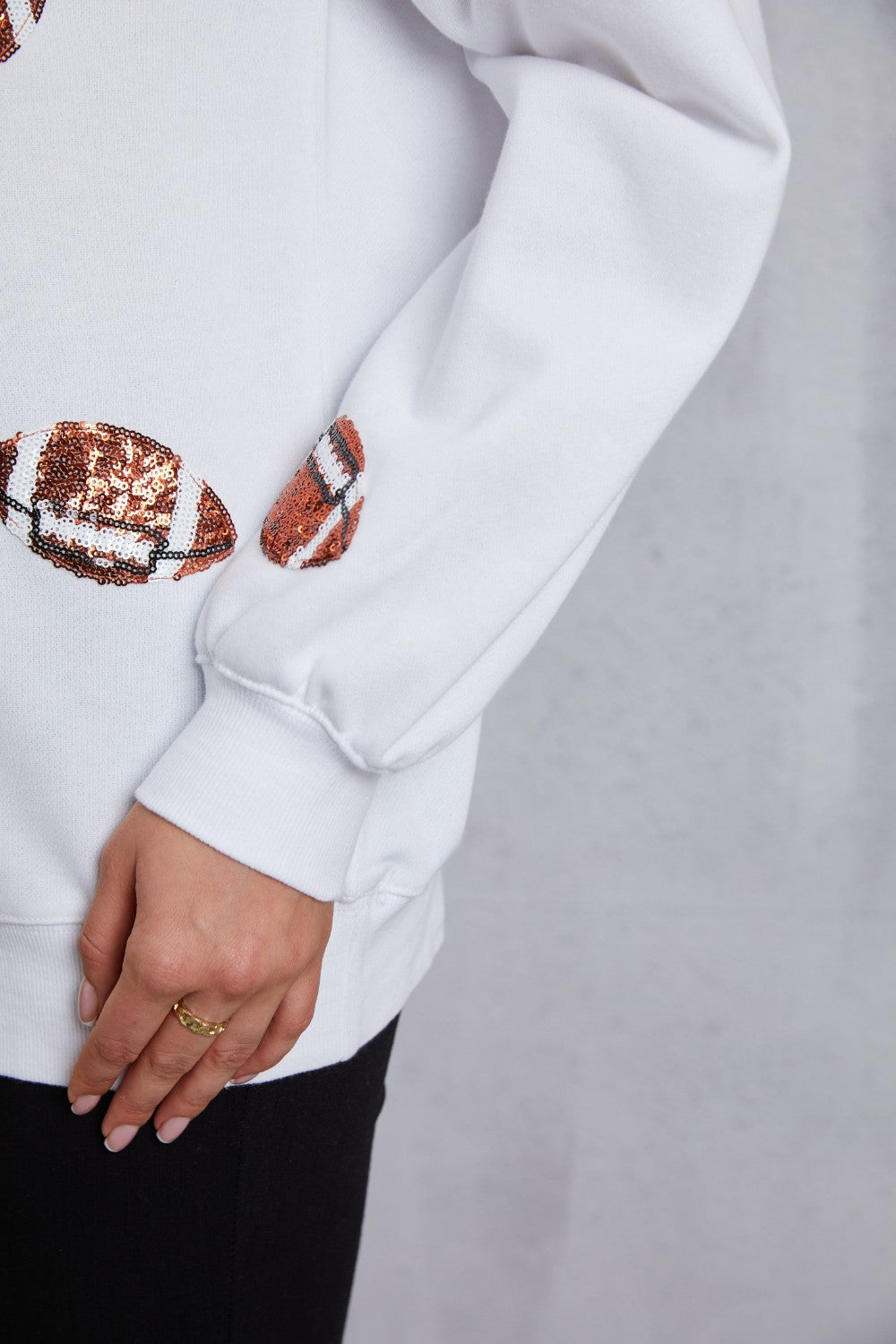 Football Sequin Patch Long Sleeve Sweatshirt - Sydney So Sweet