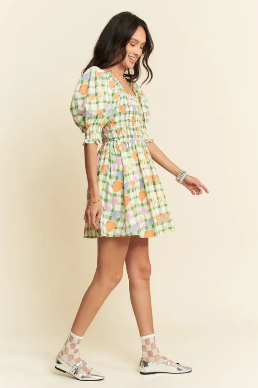 Davi & Dani Fruits Printed Smocking Mini Dress - Sydney So Sweet