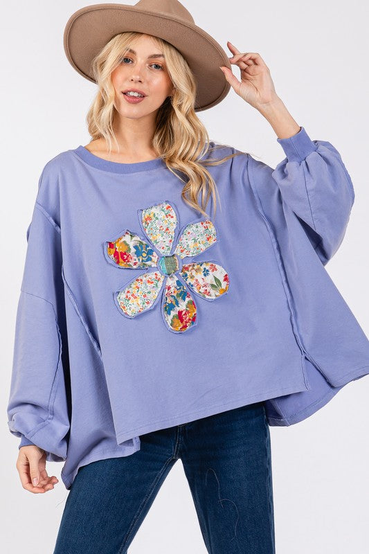 SAGE + FIG Flower Patch Dropped Shoulder Oversize Top - Sydney So Sweet