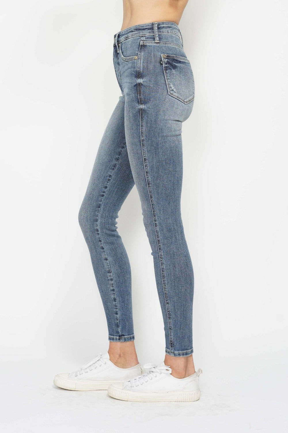 Judy Blue Full Size Tummy Control Contrast Wash Skinny Jeans - Sydney So Sweet