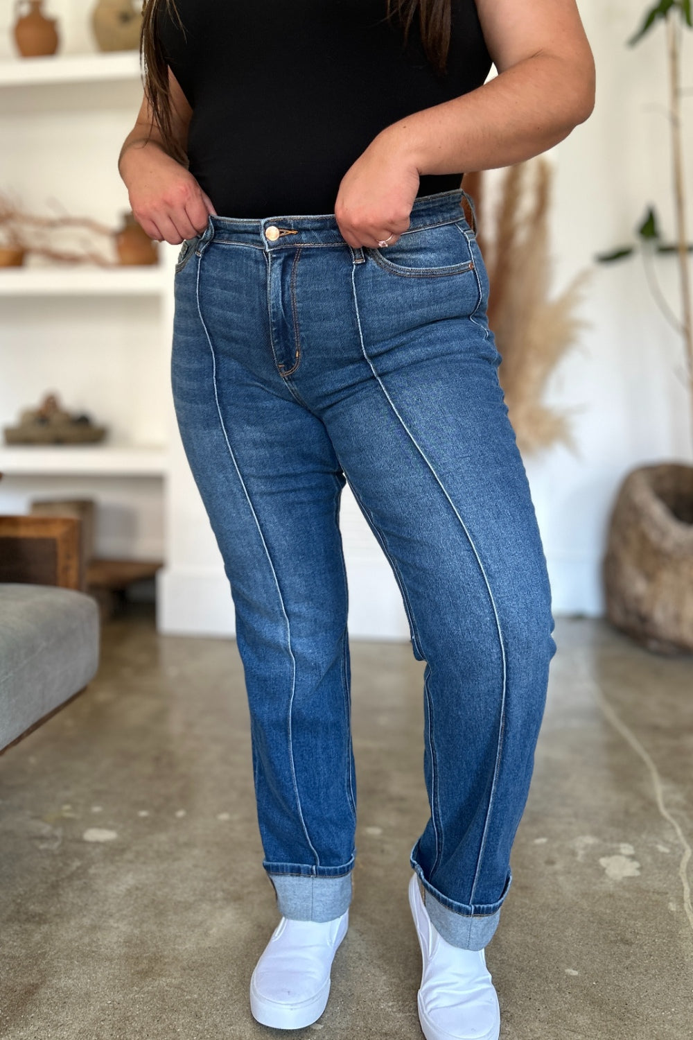 Judy Blue Full Size High Waist Front Seam Detail Straight Jeans - Sydney So Sweet