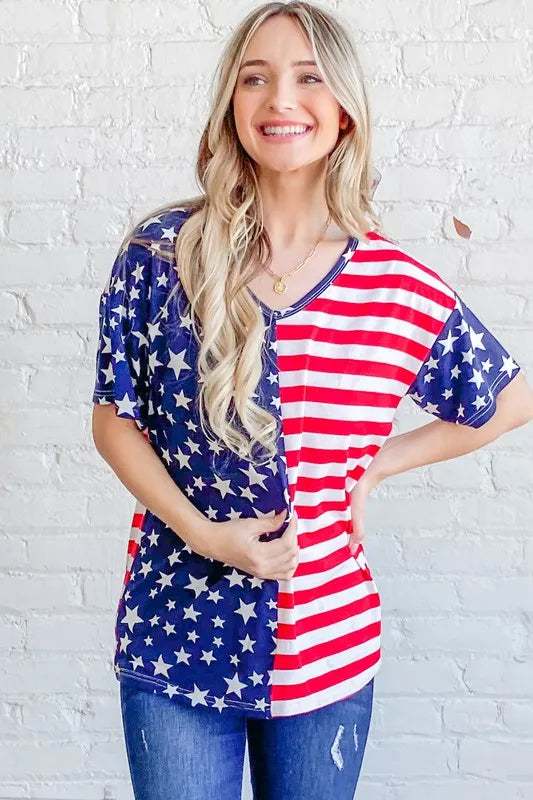 And The Why American Flag Short Sleeve Top - Sydney So Sweet