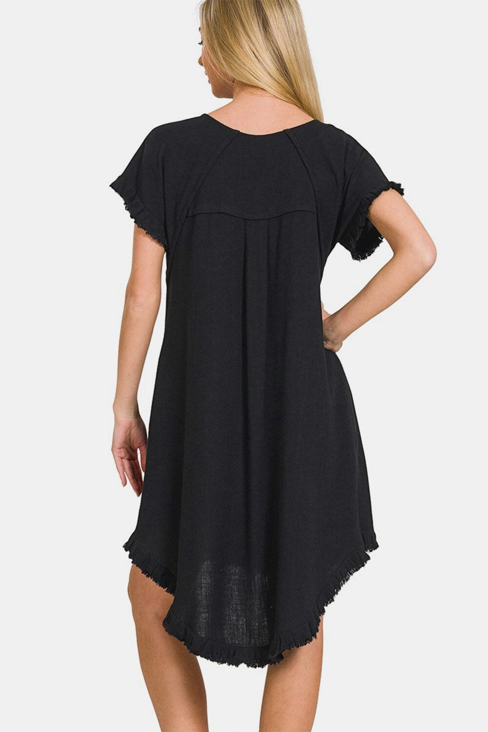 Zenana Fringe Edge High Low Flowy Dress with Pockets - Sydney So Sweet