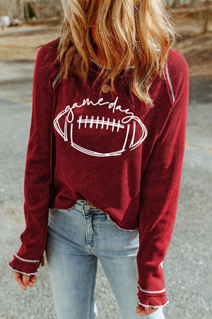 Football Round Neck Long Sleeve Sweatshirt - Sydney So Sweet