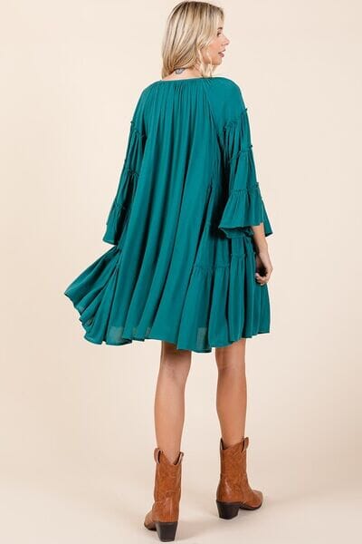 Mittoshop Frill Tie Neck Bell Sleeve Dress - Sydney So Sweet