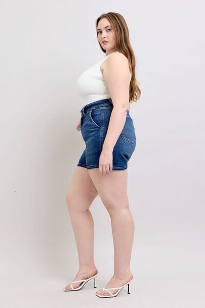 Judy Blue Full Size Double Button Waistband Denim Shorts Plus Size - Sydney So Sweet