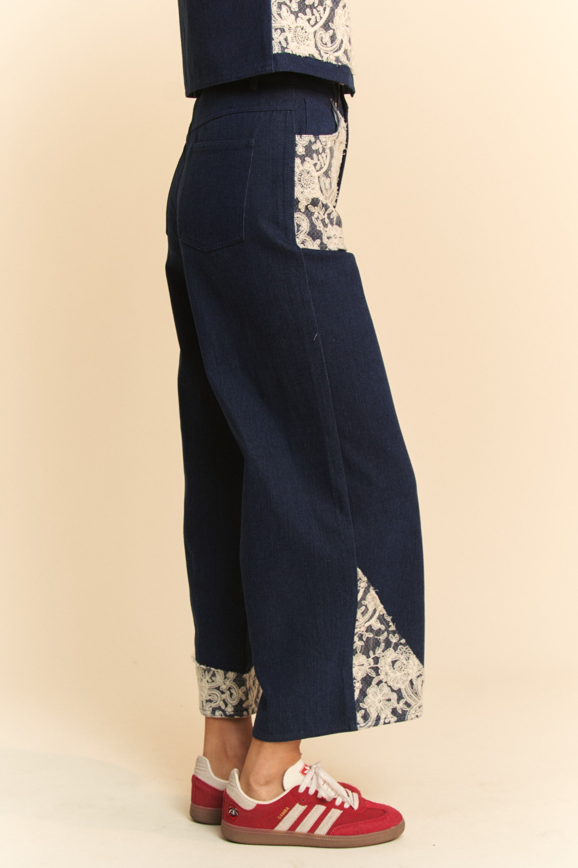 Davi & Dani Lace Applique Wide Leg Jeans - Sydney So Sweet