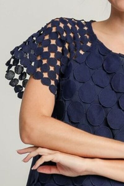 Umgee Full Size Mixed Polka Dot Lace Raglan Sleeve Boxy Cut Top Plus Size - Sydney So Sweet