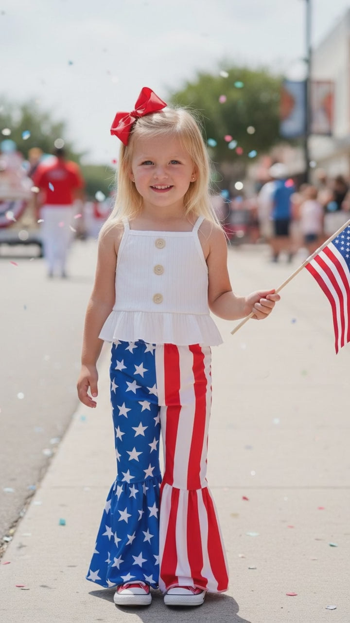 Stars & Stripes Girls Bell Bottoms Outfit