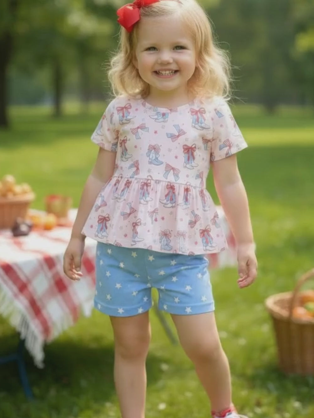 All American Cowgirl Boots Girls Shorts Outfit