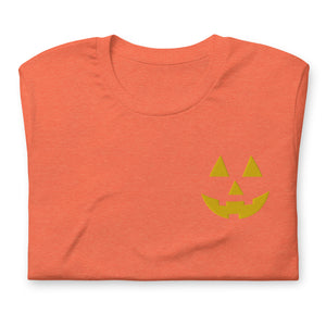 Glowing Jack-O-Lantern Face Embroidered Unisex T-Shirt - Sydney So Sweet