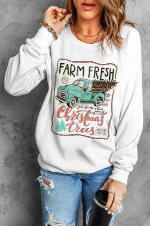 Farm Fresh Christmas Trees Vintage Truck Sweatshirt - Sydney So Sweet