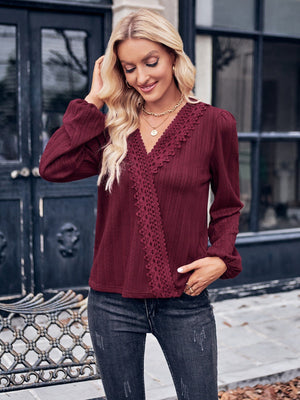 Puff Sleeve Surplice Neck Blouse - Sydney So Sweet