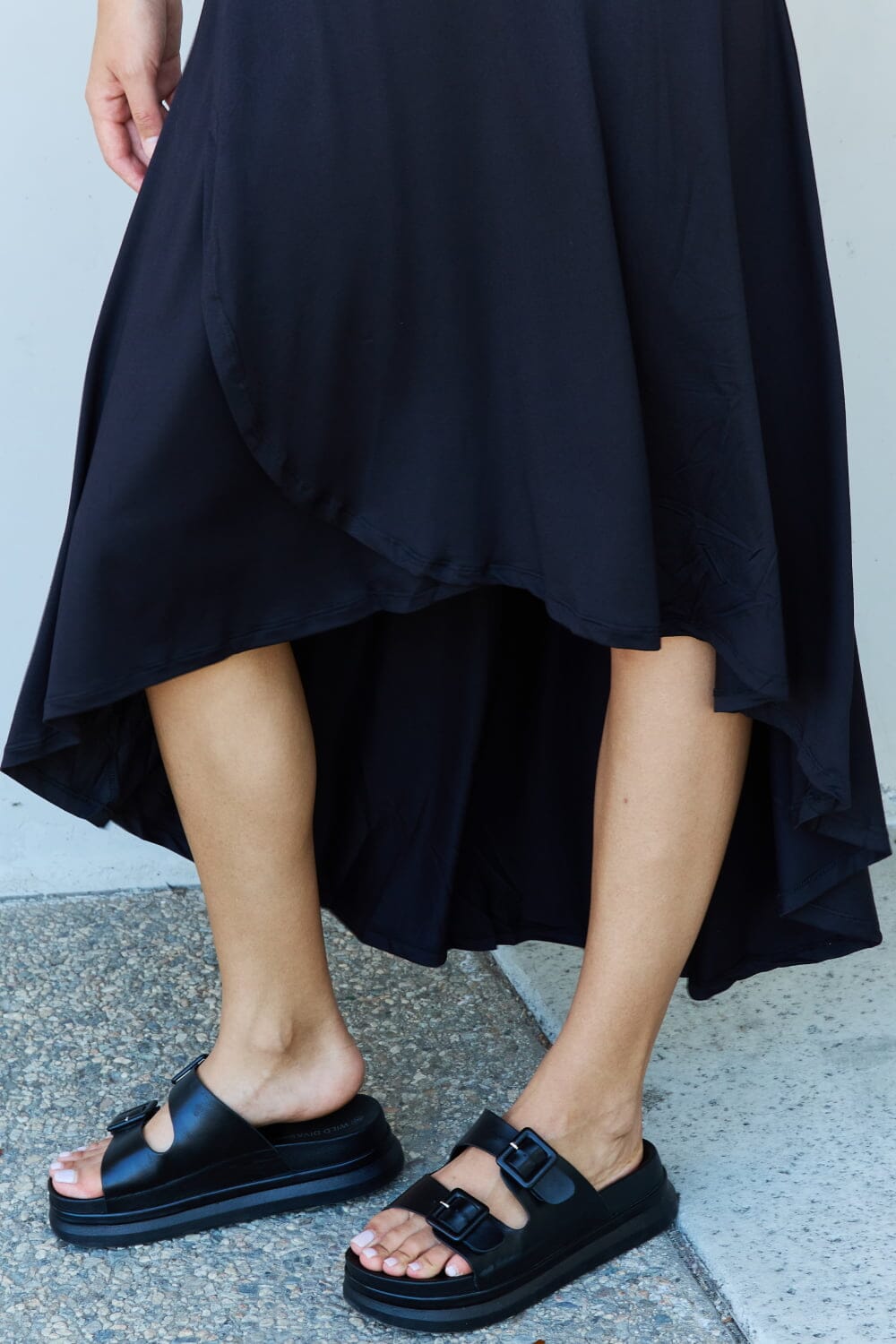 High Waisted Flare Maxi Skirt in Black - Sydney So Sweet