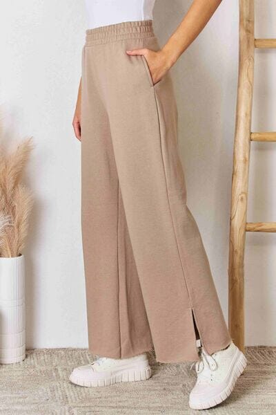 RISEN Wide Waistband Slit Wide Leg Pants - Sydney So Sweet