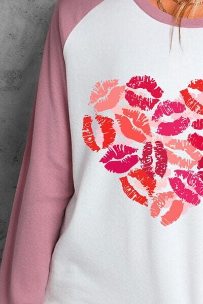 Lip Graphic Round Neck Long Sleeve T-Shirt - Sydney So Sweet