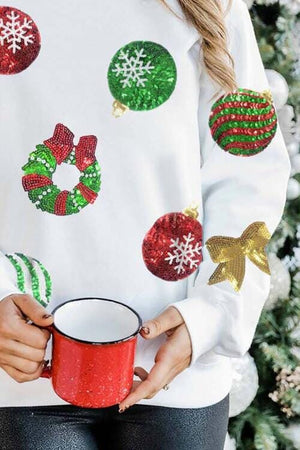 Sequin Patch Christmas Element Sweatshirt - Sydney So Sweet