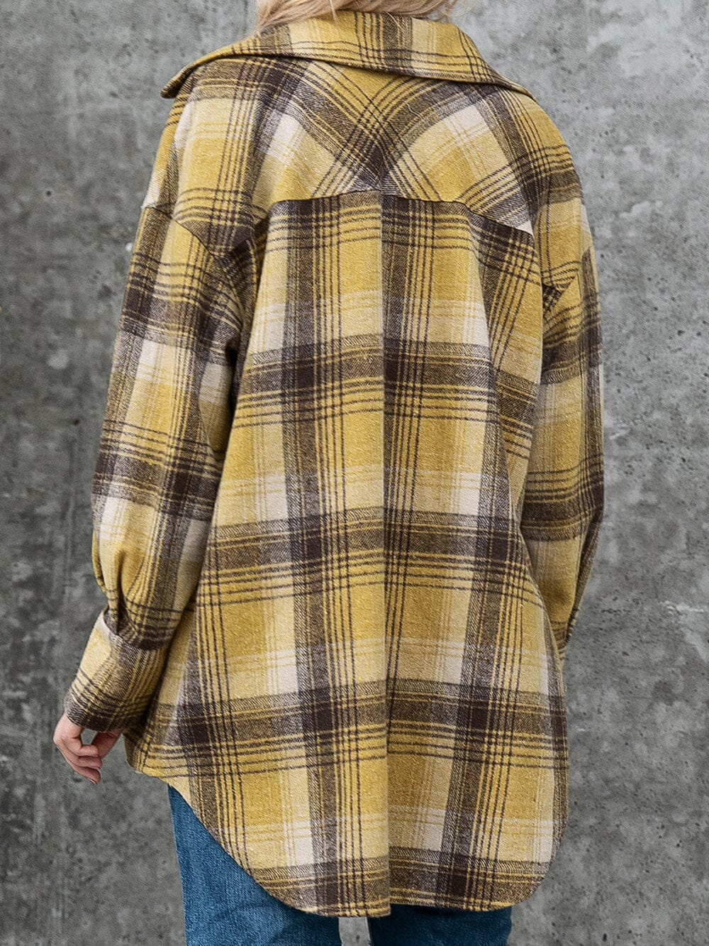 Plaid Collared Neck Long Sleeve Shirt - Sydney So Sweet