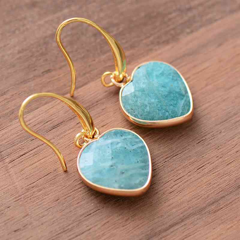 Natural Stone Heart Drop Earrings - Sydney So Sweet