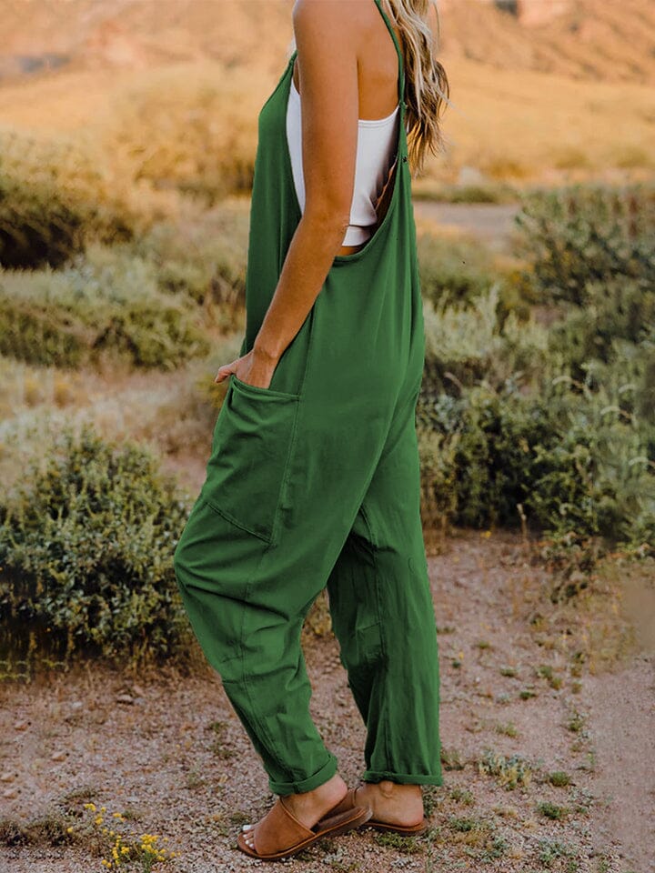 Double Take Full Size Sleeveless V-Neck Pocketed Jumpsuit - Sydney So Sweet