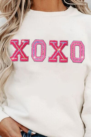 XOXO Round Neck Long Sleeve Sweatshirt - Sydney So Sweet