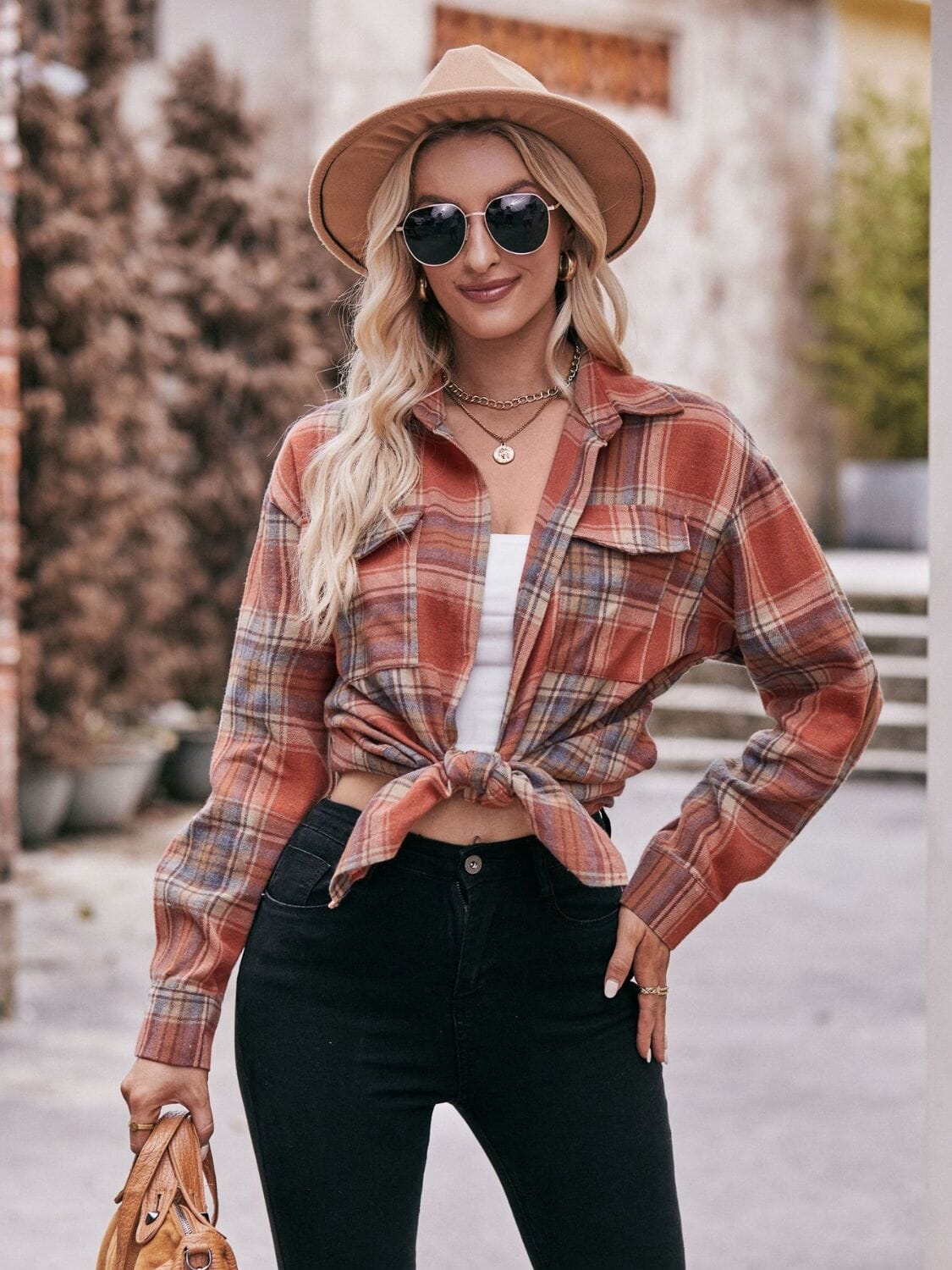 Plaid Dropped Shoulder Longline Shirt - Sydney So Sweet