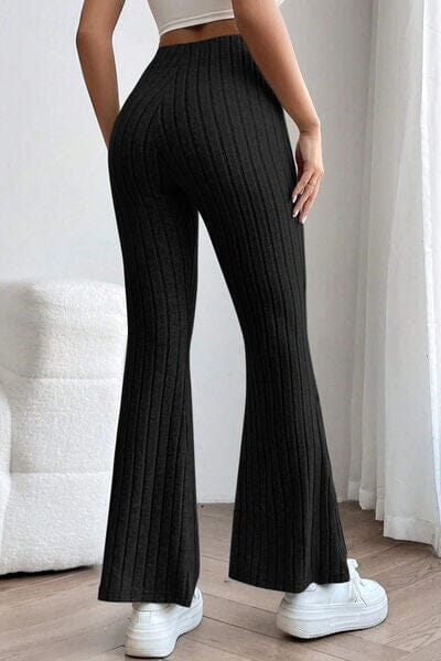 Basic Bae Full Size Ribbed High Waist Flare Pants - Sydney So Sweet