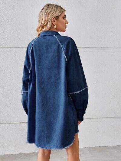 Raw Hem Button Up Denim Dress - Sydney So Sweet