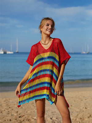 Cutout Striped Cover-Up with Tassel - Sydney So Sweet