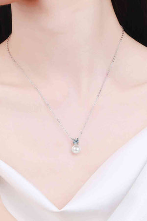 925 Sterling Silver Freshwater Pearl Moissanite Necklace - Sydney So Sweet