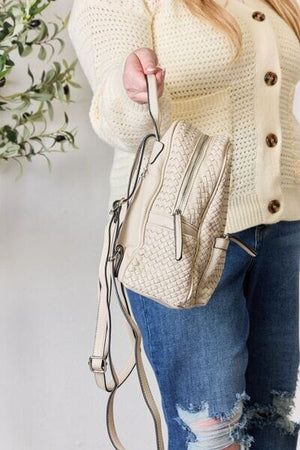PU Leather Woven Backpack - Sydney So Sweet