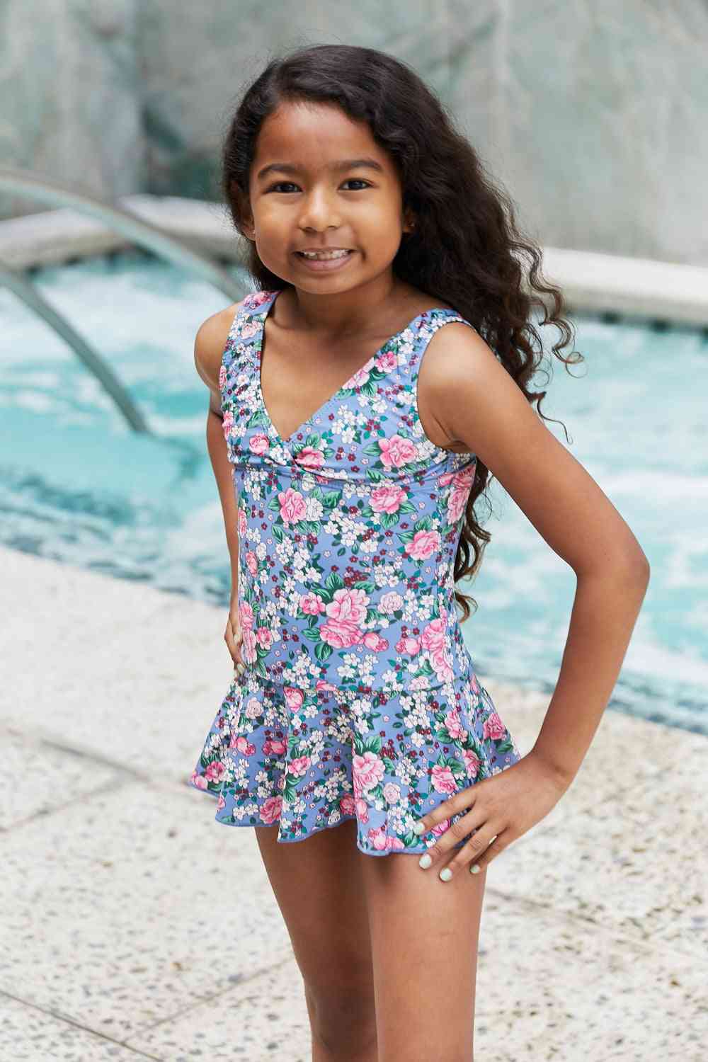 Clear Waters Girls Swim Dress in Rose Sky - Sydney So Sweet