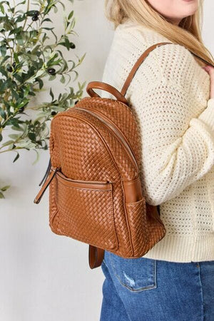 PU Leather Woven Backpack - Sydney So Sweet