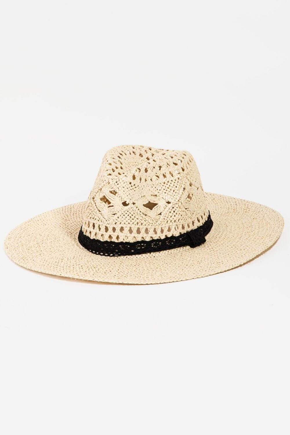 Fame Openwork Lace Detail Wide Brim Hat - Sydney So Sweet