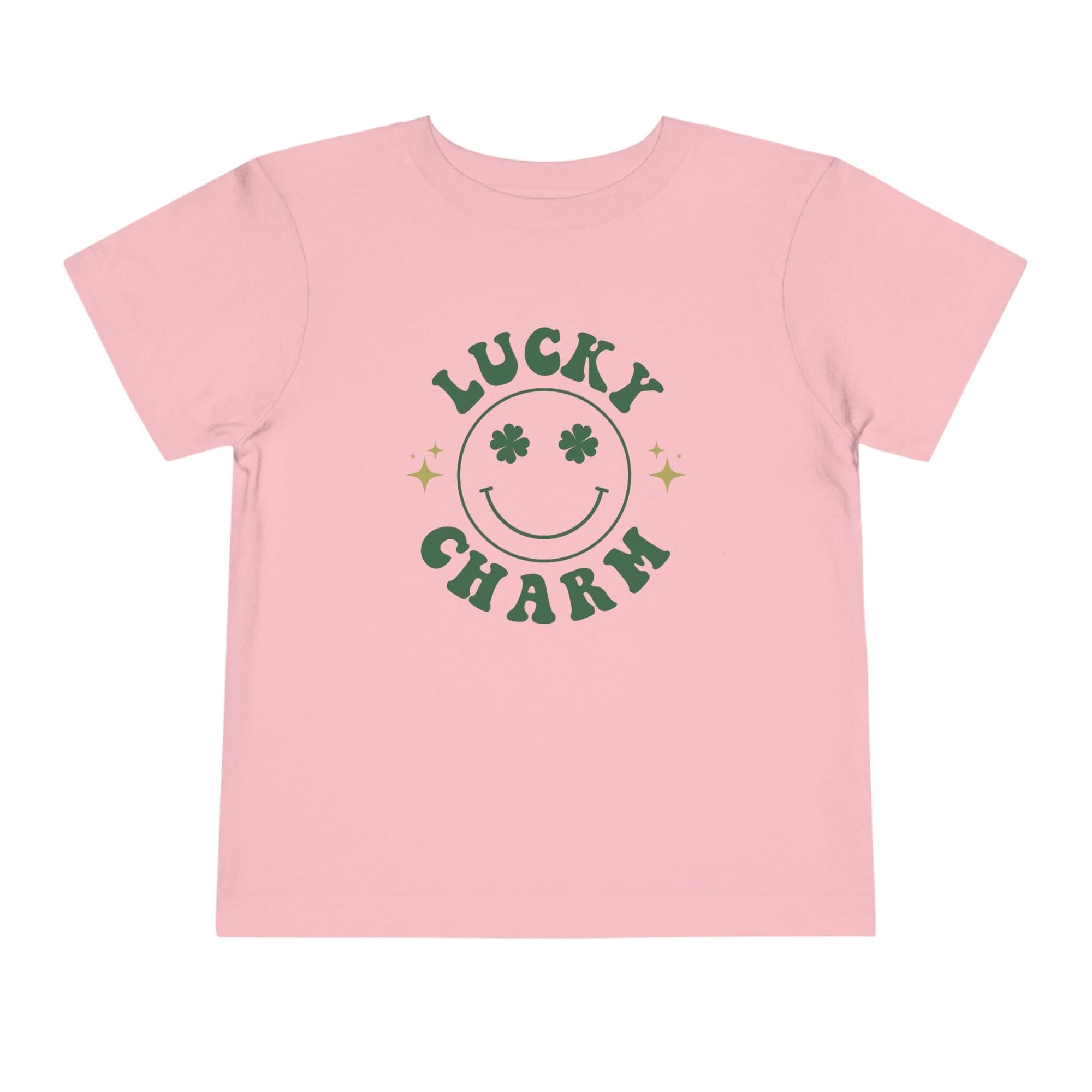 Lucky Charm Smile Face Toddler Girls or Boys Short Sleeve St. Patrick's Day Graphic T-Shirt - Sydney So Sweet