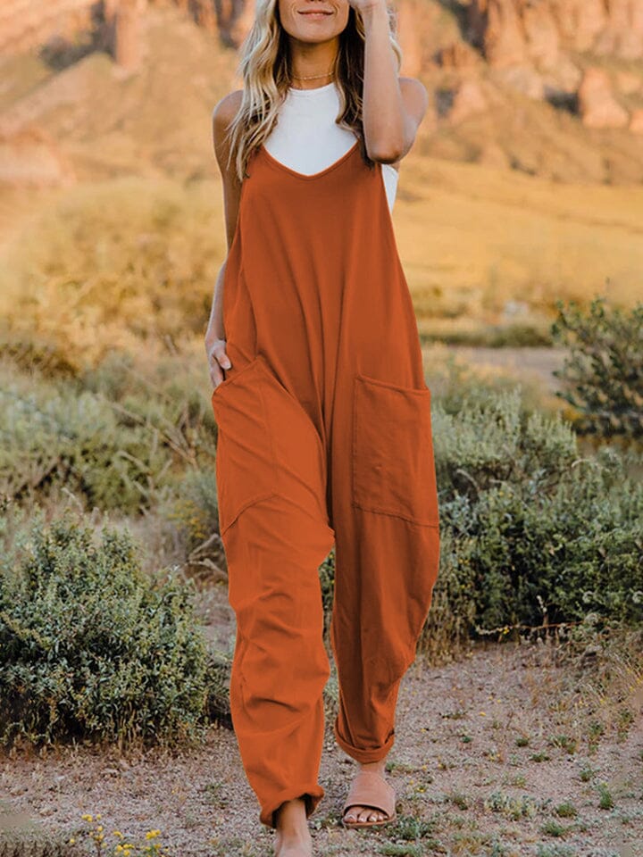 Double Take Full Size Sleeveless V-Neck Pocketed Jumpsuit - Sydney So Sweet