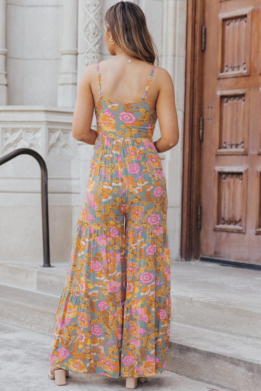 Floral Spaghetti Strap Wide Leg Jumpsuit - Sydney So Sweet