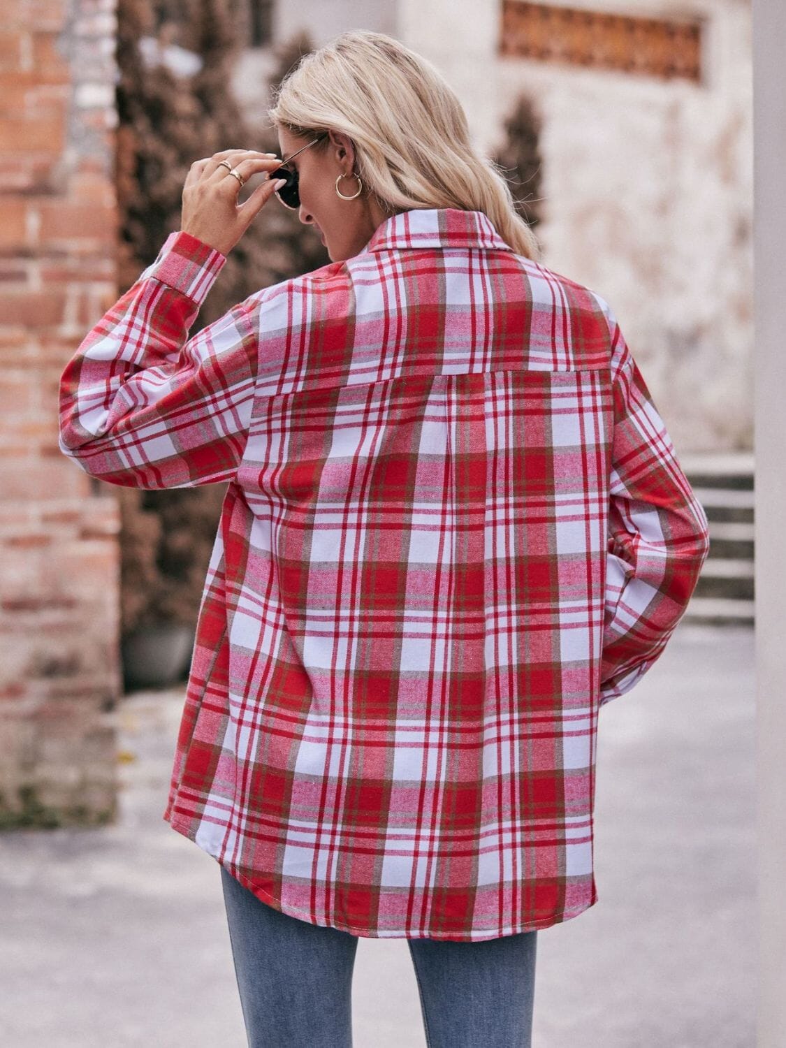 Plaid Dropped Shoulder Longline Shirt - Sydney So Sweet