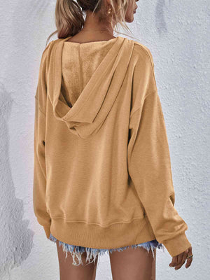 Dropped Shoulder Slit Hoodie - Sydney So Sweet